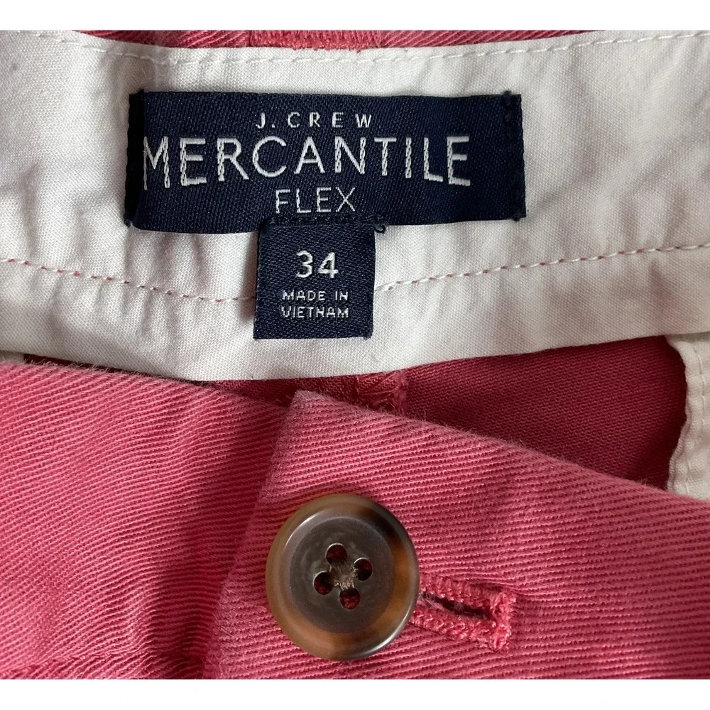 J. Crew Mercantile Flex Shorts‎ Mens 34 Coral Casual Chino Flat Front